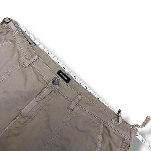 True Religion Baggy Tapered Shorts‎ 11” Men’s Khaki FLAW - Picture 10 of 12